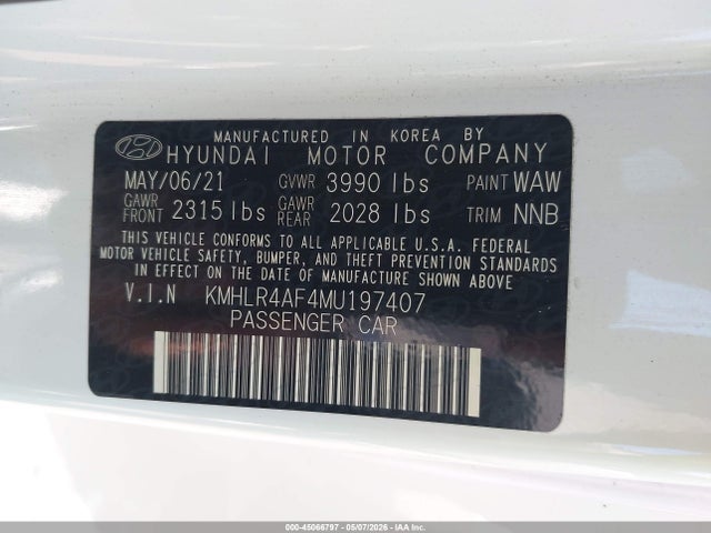KMHLR4AF4MU197407 Hyundai Elantra N Line