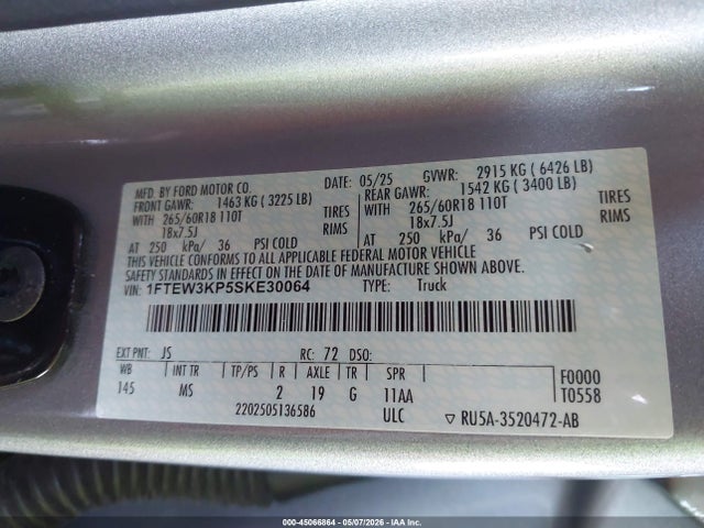 1FTEW3KP5SKE30064 Ford F-150 Xlt