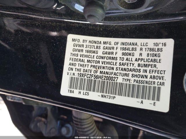 Honda Civic Lx 2017 19XFC2F56HE200027 Image 9