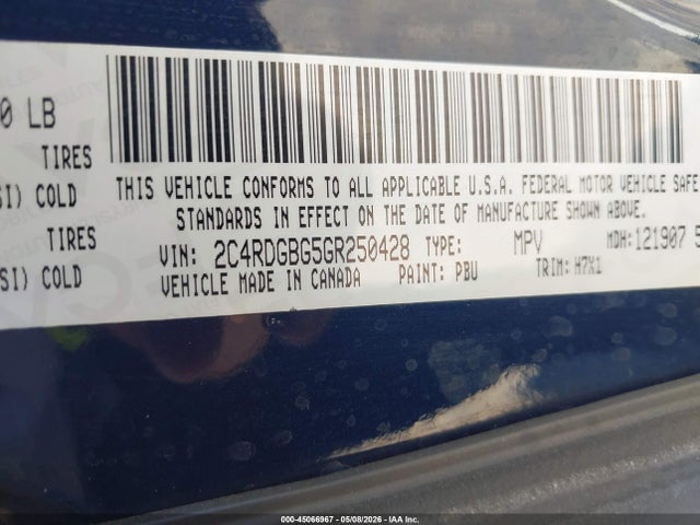2C4RDGBG5GR250428 Dodge Grand Caravan Se