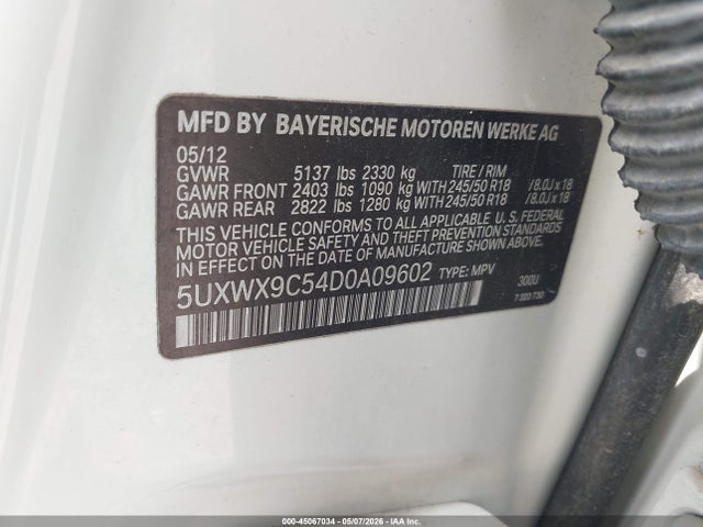 2013 Bmw X3 Xdrive28i მანქანა იყიდება აუქციონზე, vin: 5UXWX9C54D0A09602, აუქციონის ნომერი: 45067034