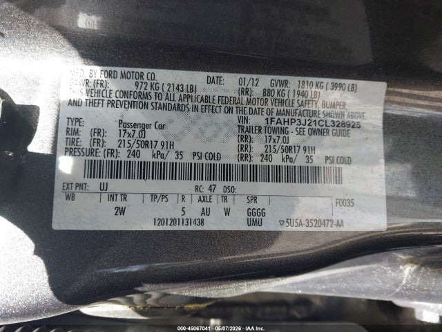 Aukcja sprzedaży 2012 Ford Focus Titanium, vin: 1FAHP3J21CL328925, numer aukcji: 45067041