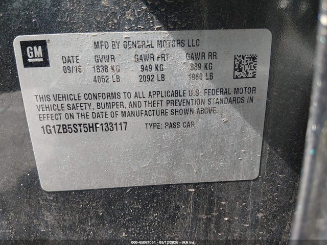 1G1ZB5ST5HF133117 Chevrolet MALIBU LS