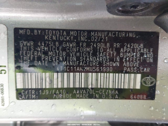 4T1C11AK2MU561990 Toyota CAMRY LE