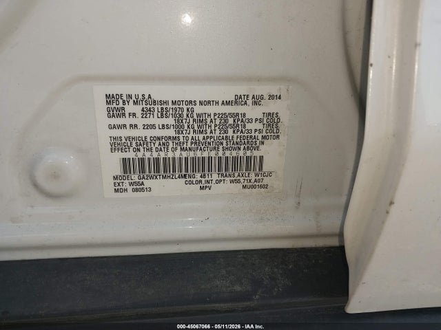 Продажа на аукционе авто 2015 Mitsubishi Outlander Sport Es, vin: 4A4AR3AU6FE004605, номер лота: 45067066