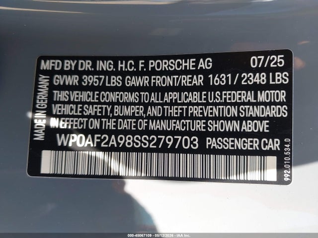 Porsche 911 Gt3 Rs 2025 WP0AF2A98SS279703 Image 9