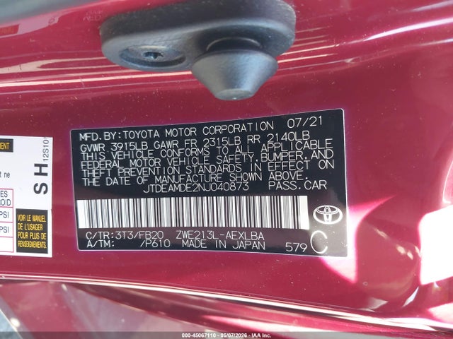 Toyota Corolla Hybrid Le 2022 JTDEAMDE2NJ040873 Image 9