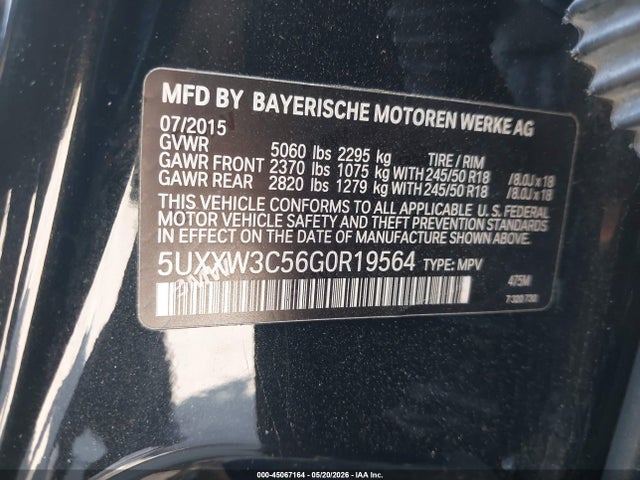 2016 Bmw X4 Xdrive28i მანქანა იყიდება აუქციონზე, vin: 5UXXW3C56G0R19564, აუქციონის ნომერი: 45067164