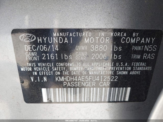Hyundai ELANTRA SE 2015 KMHDH4AE5FU412522 Image 9
