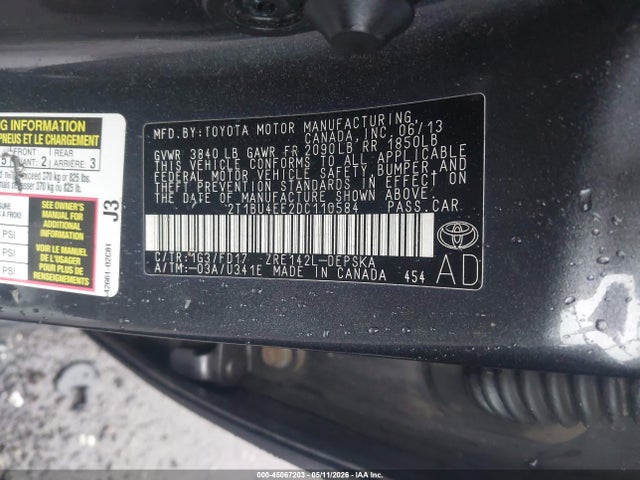 Aukcja sprzedaży 2013 Toyota Corolla S, vin: 2T1BU4EE2DC110584, numer aukcji: 45067203