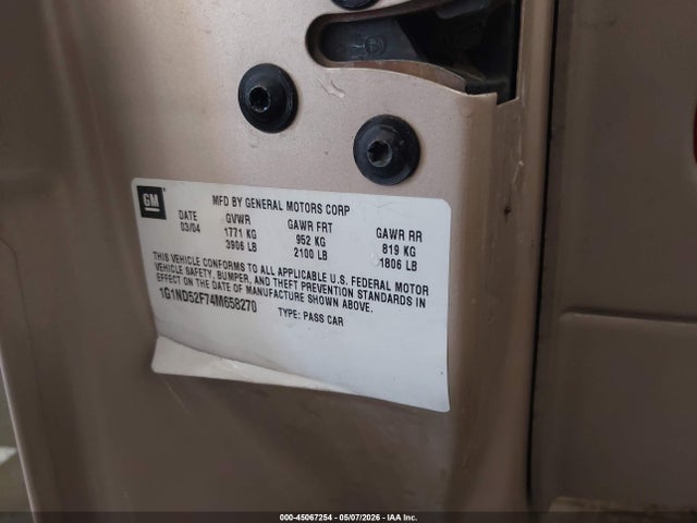 Продаж на аукціоні авто 2004 Chevrolet Classic, vin: 1G1ND52F74M658270, номер лоту: 45067254