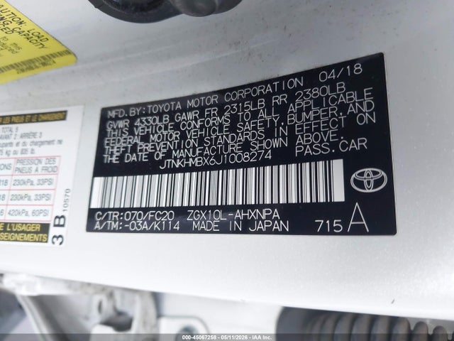 JTNKHMBX6J1008274 Toyota C-hr Xle Premium