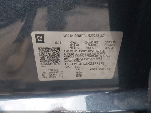 1GCUYGED8KZ177876 Chevrolet Silverado 1500 Ltz