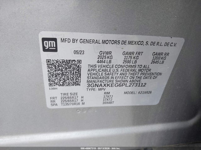 3GNAXKEG6PL273112 Chevrolet Equinox Fwd Lt