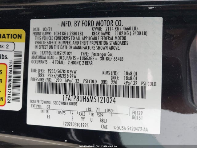 Ford Mustang Ecoboost Premium 2021 1FATP8UH6M5121024 Image 9