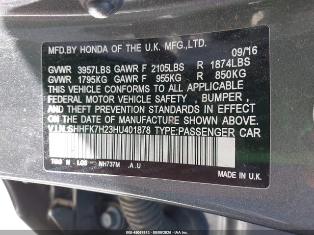 SHHFK7H23HU401878 Honda Civic Lx