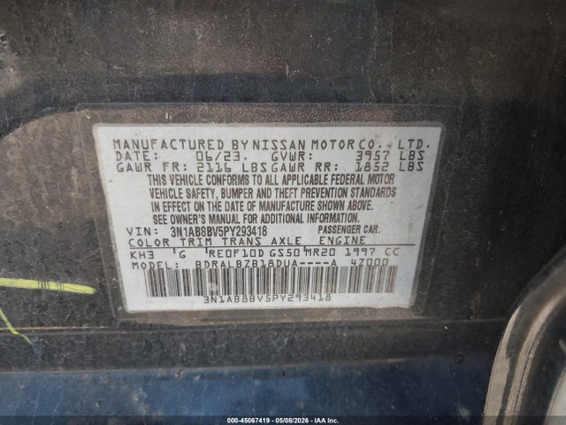 Aukcja sprzedaży 2023 Nissan Sentra S Xtronic Cvt, vin: 3N1AB8BV5PY293418, numer aukcji: 45067419