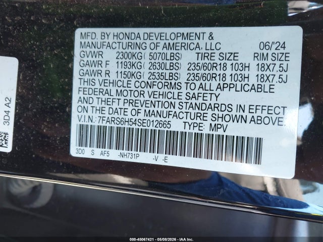 7FARS6H54SE012665 Honda Cr-v Hybrid Sport