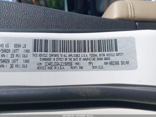 Продаж на аукціоні авто 2018 Dodge Durango Gt Awd, vin: 1C4RDJDG4JC150556, номер лоту: 45067483