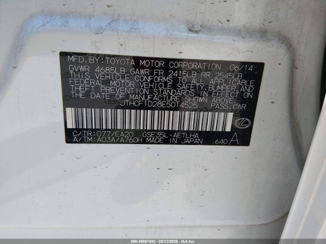 Продажа на аукционе авто 2014 Lexus Is 250, vin: JTHCF1D28E5014525, номер лота: 45067492