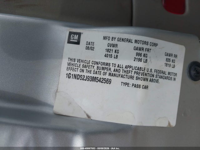 Aukcja sprzedaży 2003 Chevrolet Malibu, vin: 1G1ND52J93M542569, numer aukcji: 45067553