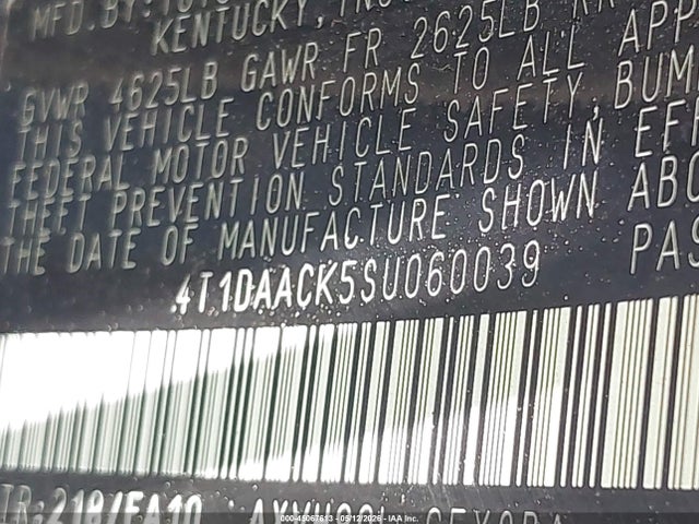 4T1DAACK5SU060039 Toyota CAMRY SE