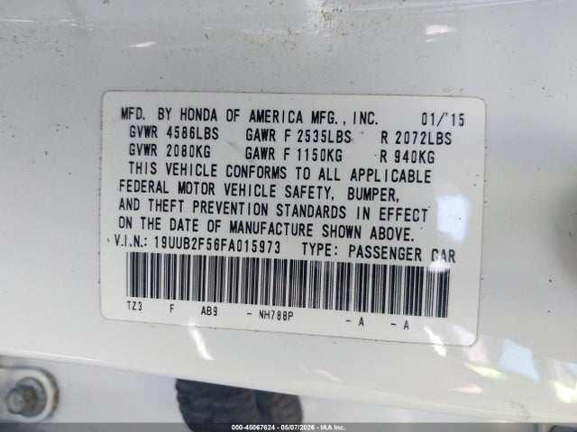 Aukcja sprzedaży 2015 Acura Tlx V6 Tech, vin: 19UUB2F56FA015973, numer aukcji: 45067624