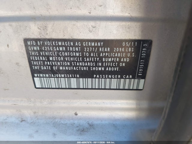 Auction sale of the 2011 Volkswagen Golf Tdi 4-door, vin: WVWNM7AJ0BW334118, lot number: 45067676