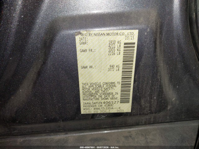 Nissan Altima 2.5 Sl 2015 1N4AL3AP5FN406527 Image 9