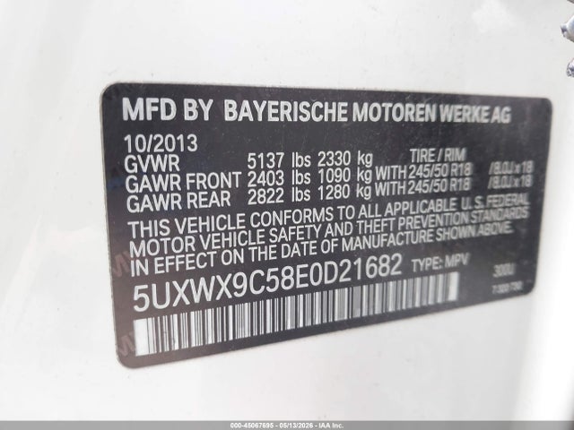 2014 Bmw X3 Xdrive28i მანქანა იყიდება აუქციონზე, vin: 5UXWX9C58E0D21682, აუქციონის ნომერი: 45067695