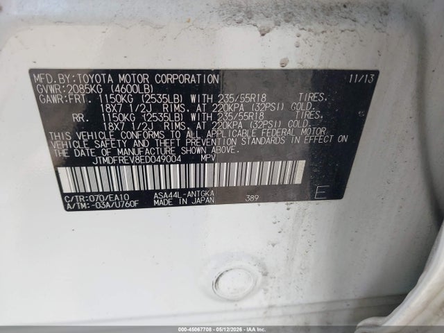 Toyota Rav4 Limited 2014 JTMDFREV8ED049004 Image 9