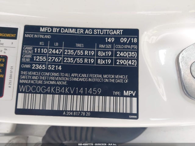 WDC0G4KB4KV141459 Mercedes-Benz Glc 300 4matic