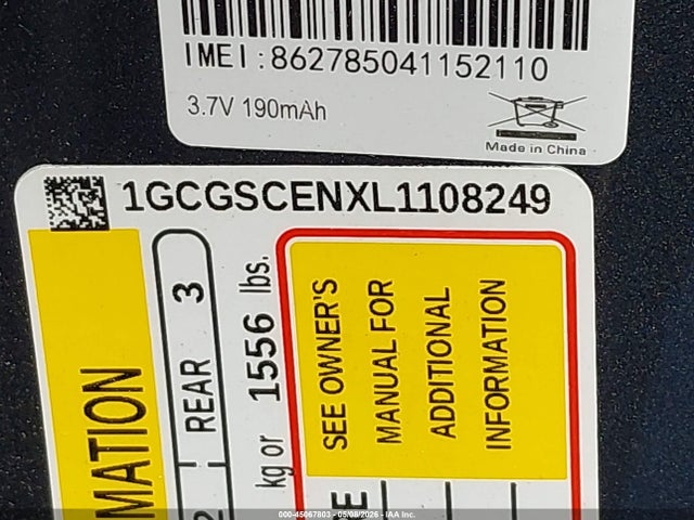 Продаж на аукціоні авто 2020 Chevrolet Colorado 2wd  Short Box Lt, vin: 1GCGSCENXL1108249, номер лоту: 45067803