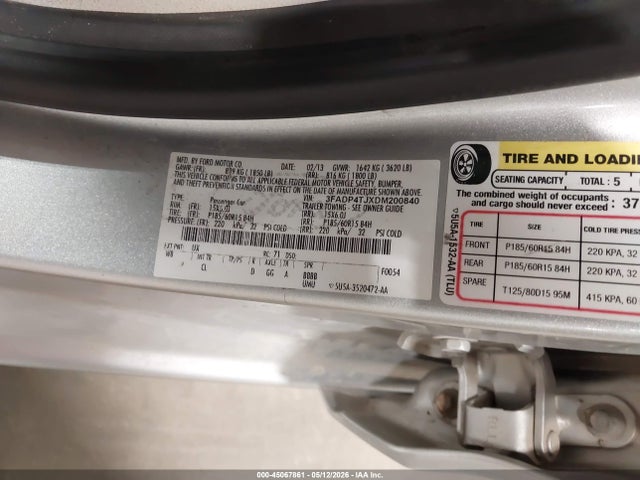 Aukcja sprzedaży 2013 Ford Fiesta S, vin: 3FADP4TJXDM200840, numer aukcji: 45067861