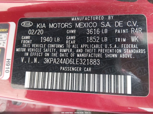 KIA RIO S 2020 3KPA24AD6LE321883 Image 9