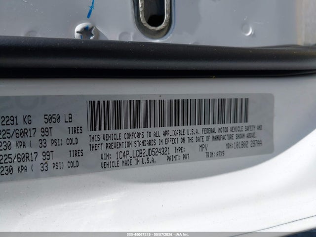 Aukcja sprzedaży 2018 Jeep Cherokee Latitude Fwd, vin: 1C4PJLCB2JD524321, numer aukcji: 45067889
