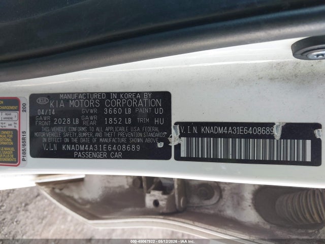 Aukcja sprzedaży 2014 Kia Rio Lx, vin: KNADM4A31E6408689, numer aukcji: 45067922