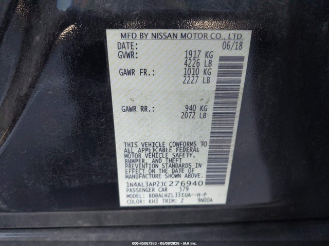 1N4AL3AP2JC276940 Nissan Altima 2.5 Sr