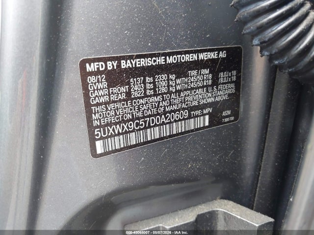 Продажа на аукционе авто 2013 Bmw X3 Xdrive28i, vin: 5UXWX9C57D0A20609, номер лота: 45068007