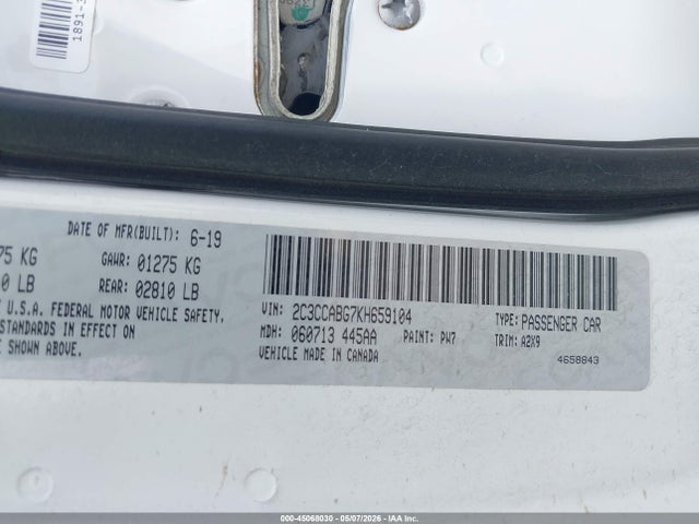 2019 Chrysler 300 300s მანქანა იყიდება აუქციონზე, vin: 2C3CCABG7KH659104, აუქციონის ნომერი: 45068030