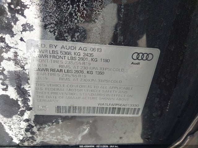 Aukcja sprzedaży 2014 Audi Q5 2.0t Premium, vin: WA1LFAFP5EA013330, numer aukcji: 45068096
