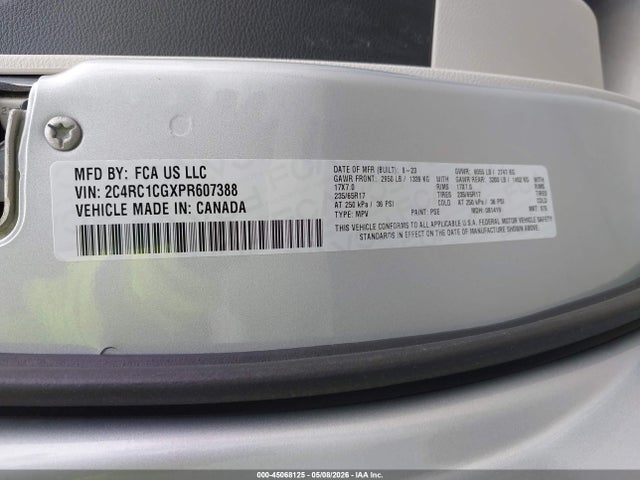45068125 :رقم المزاد ، 2C4RC1CGXPR607388 vin ، 2023 Chrysler Voyager Lx مزاد بيع