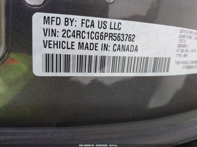 45068138 :رقم المزاد ، 2C4RC1CG6PR563762 vin ، 2023 Chrysler Voyager Lx مزاد بيع