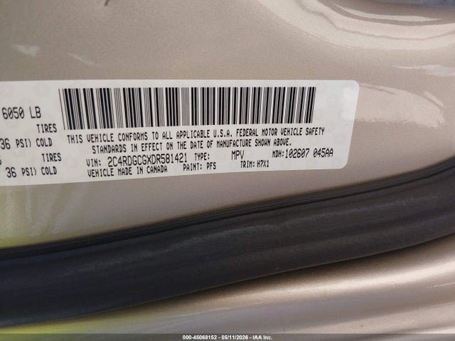 Aukcja sprzedaży 2013 Dodge Grand Caravan Sxt, vin: 2C4RDGCGXDR581421, numer aukcji: 45068152