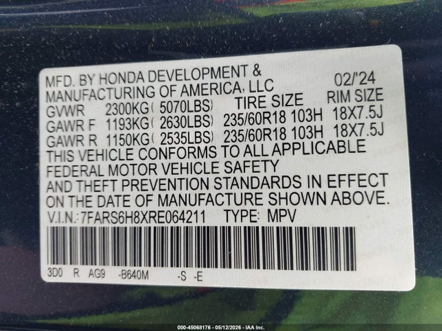 7FARS6H8XRE064211 Honda Cr-v Hybrid Sport-l