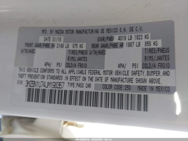 Mazda Mazda3 Sport 2018 3MZBN1U74JM198357 Image 9