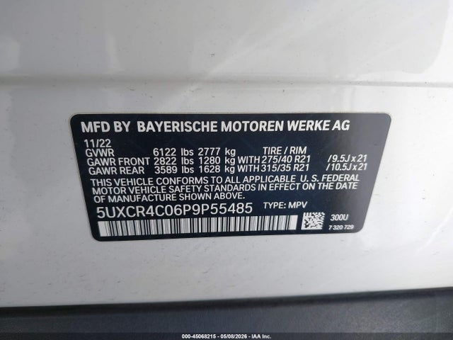 Продаж на аукціоні авто 2023 Bmw X5 Sdrive40i, vin: 5UXCR4C06P9P55485, номер лоту: 45068215