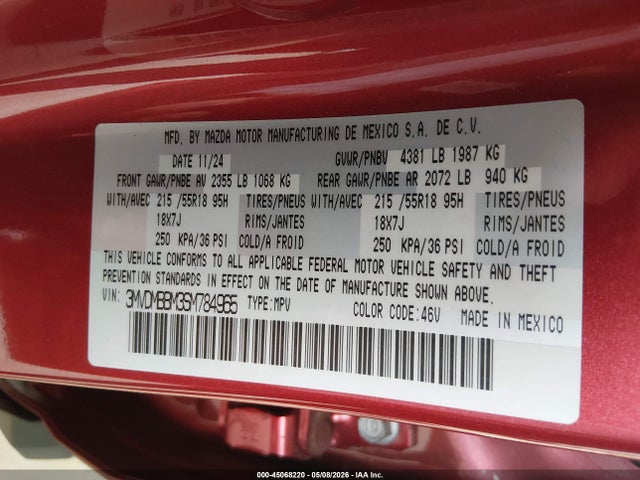 2025 Mazda Cx-30 2.5 S Select Sport მანქანა იყიდება აუქციონზე, vin: 3MVDMBBM3SM784965, აუქციონის ნომერი: 45068220