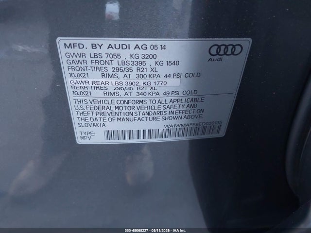 WA1WMAFE9ED020135 Audi Q7 3.0 Tdi Premium