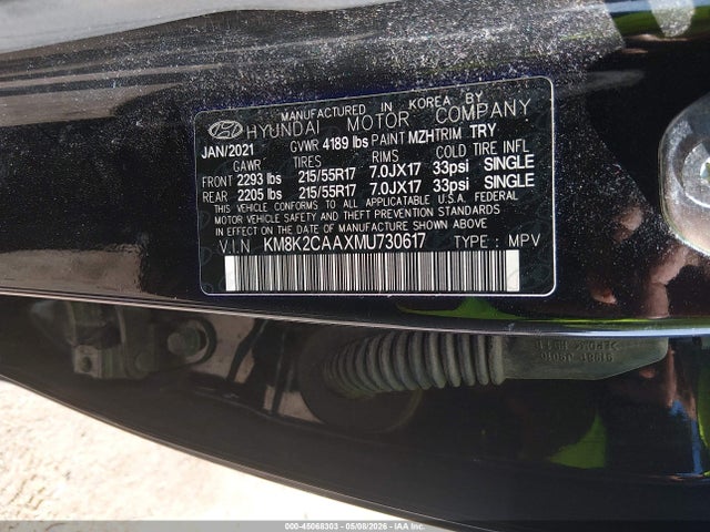 Aukcja sprzedaży 2021 Hyundai Kona Sel, vin: KM8K2CAAXMU730617, numer aukcji: 45068303